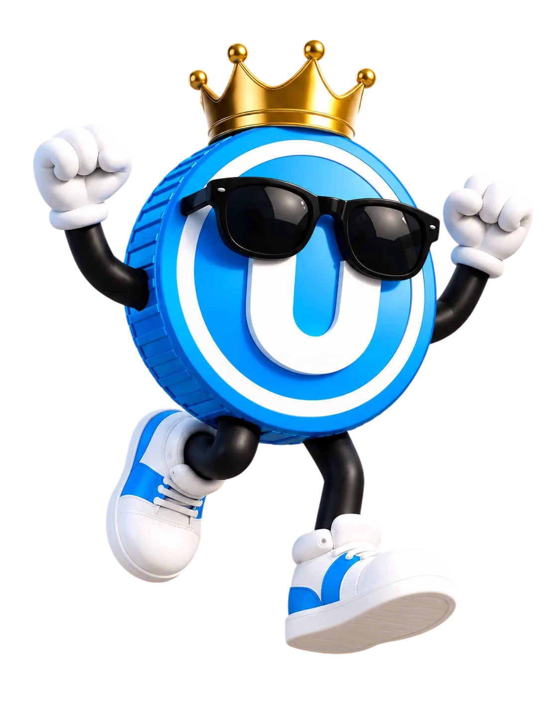 The $USEFUL coin jumping with both fists up